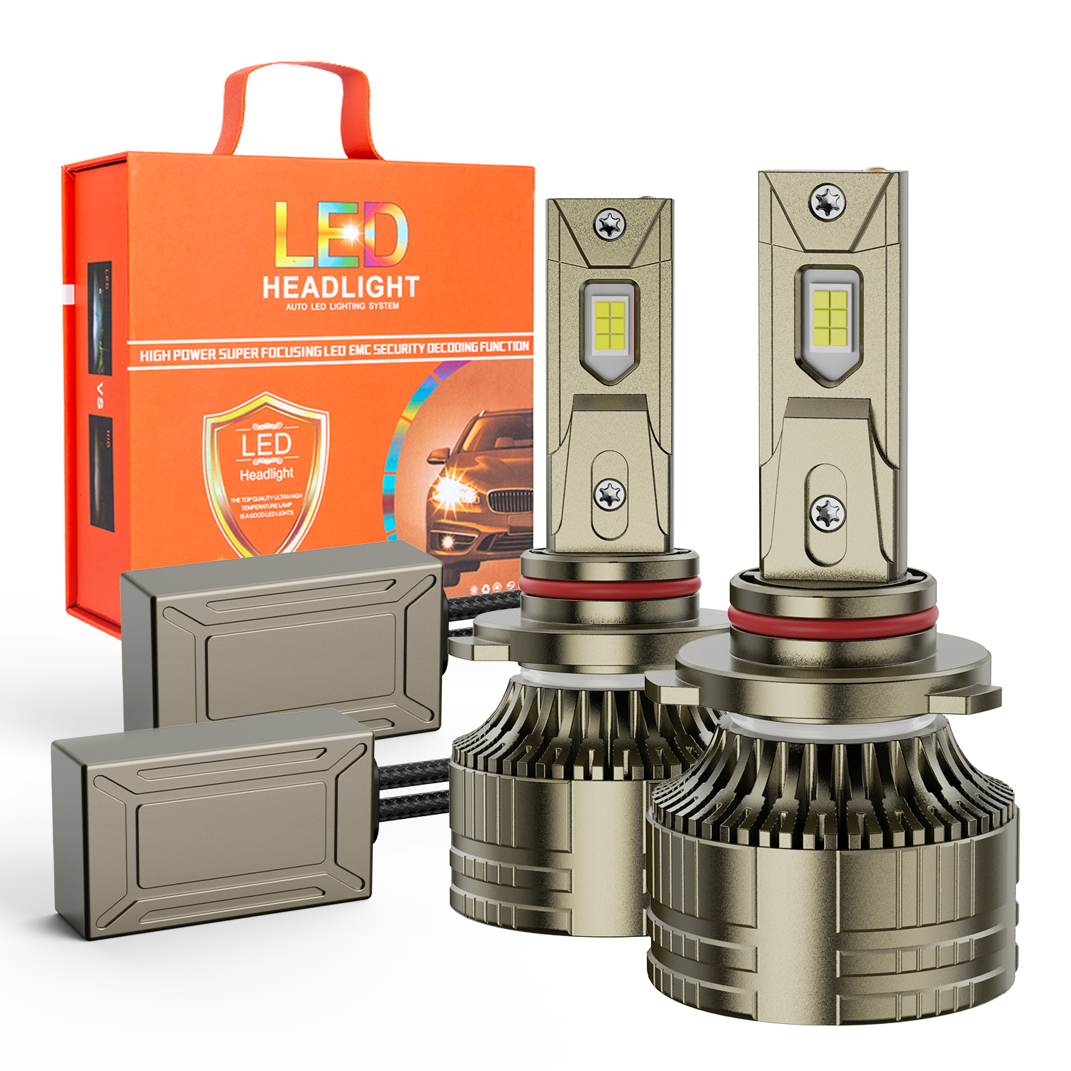 HB3 9005 ULTRA LED 600% ryškesnės 13000lm 65W 6500K lemputės lešiniams automobilio žibintams, galinga balta šviesa ir pagerintas naktinis matomumas.