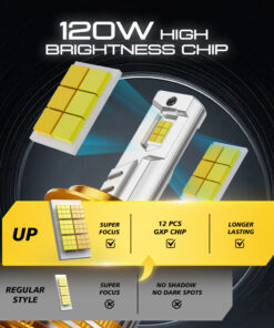 H8 H9 H11 LED lemputės su reguliuojama šviesos spalva – nuo šiltesnės geltonesnės iki ryškiai baltos ir šaltesnės šviesos geresniam matomumui kelyje