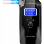 Alkotesterio komplektas su 10 antgalių, vartotojo vadovu ir sertifikatais.