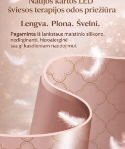 Lengva LED kaukė iš minkšto hipoalerginio silikono, užtikrinanti maksimalų komfortą ir saugumą.