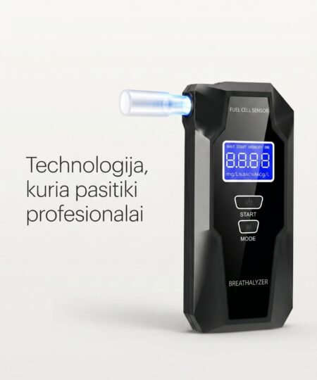 Alkotesterio LCD ekranas rodantis tikslų rezultatą su ±0,05 promilės paklaida.