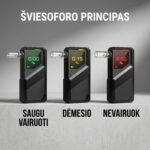 Alkotesteris DriveGuard S1 MAX su spalvine indikacija: žalias 0,00 ‰, geltonas 0,15 ‰ ir raudonas 0,50 ‰ rezultatas