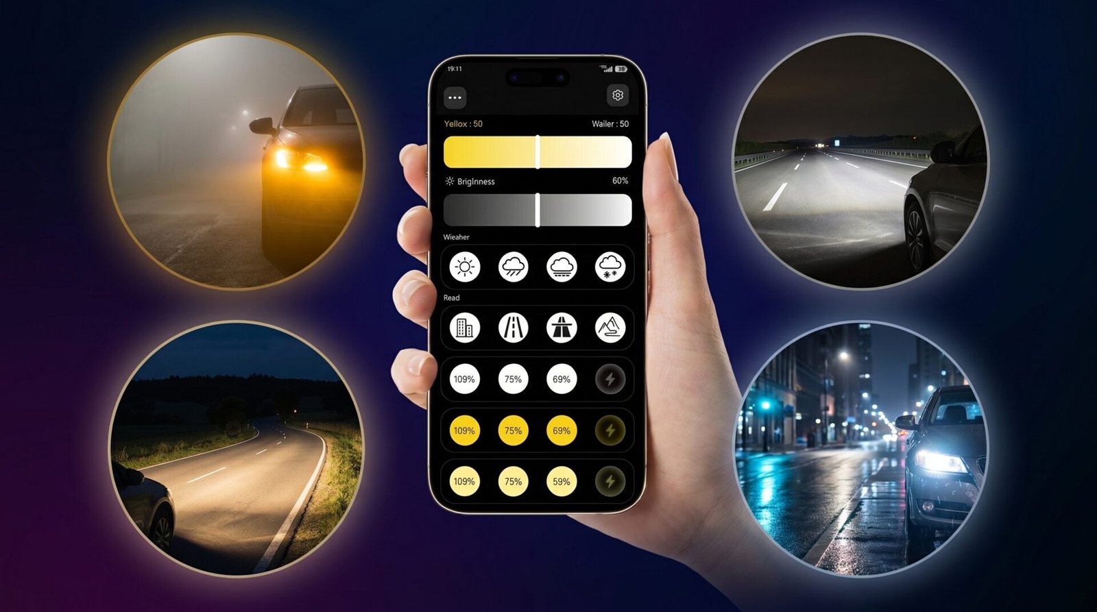 Chameleon LED lemputės valdymas telefonu — programėlė automobilyje